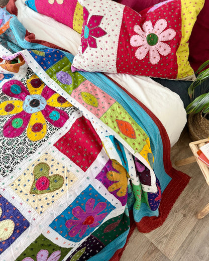 Patchwork Hand Stitched Jogi Bedspread 06 - King Size - Biggs & Hill
