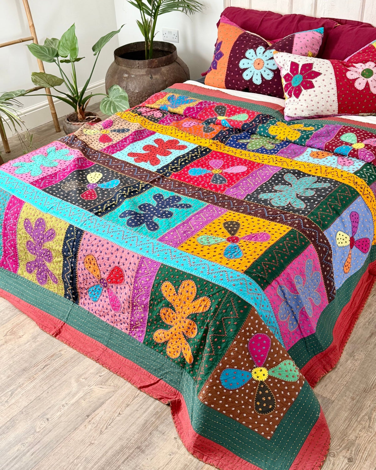 Patchwork Hand Stitched Jogi Bedspread 11 - King Size - Biggs & Hill