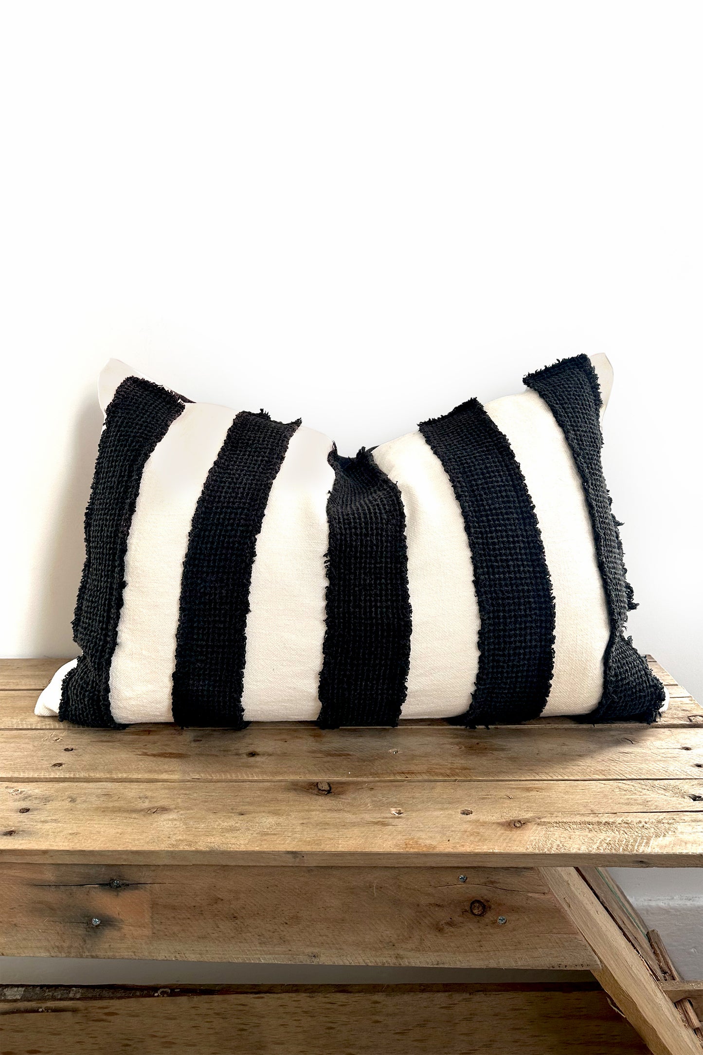 Black and White Striped Texture Linen Cushion Cover