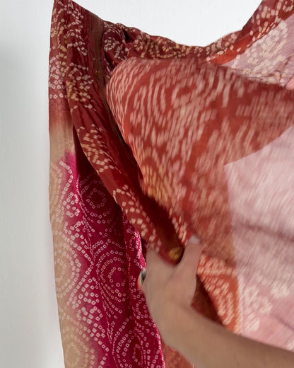 Preloved Silk Sari in Deep Red and Brown 14