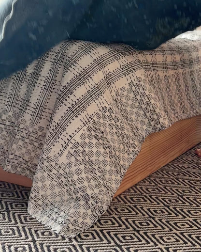 Enormous Hand Woven Moroccan Bedcover Made  Indigo “Sabra Silk”