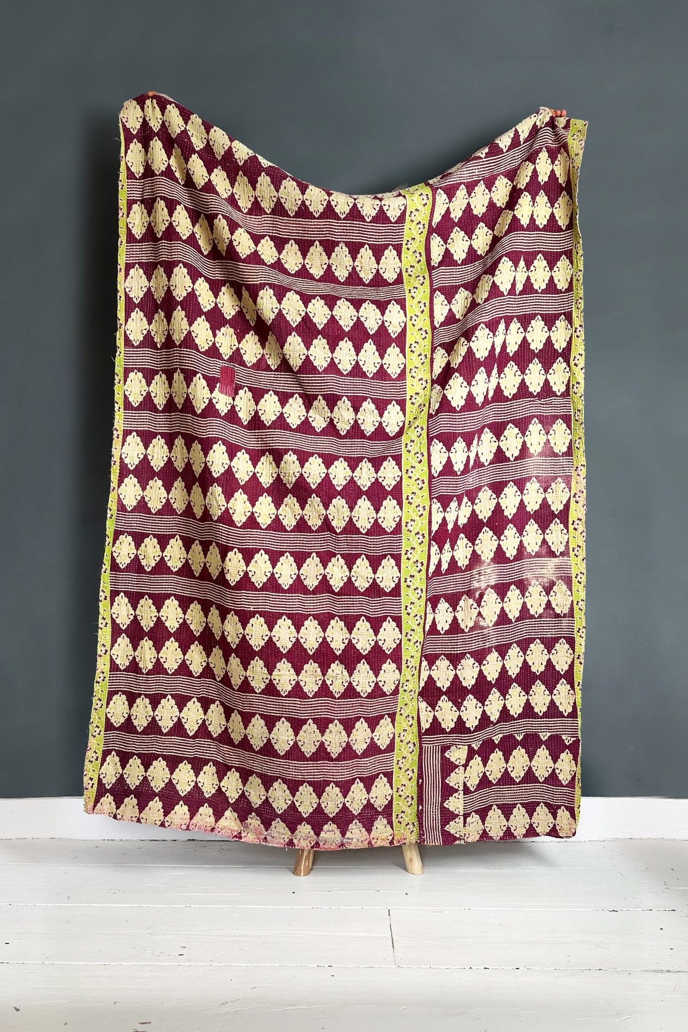 Purple - Handcrafted Kantha Embroidered Mobile Stand 05