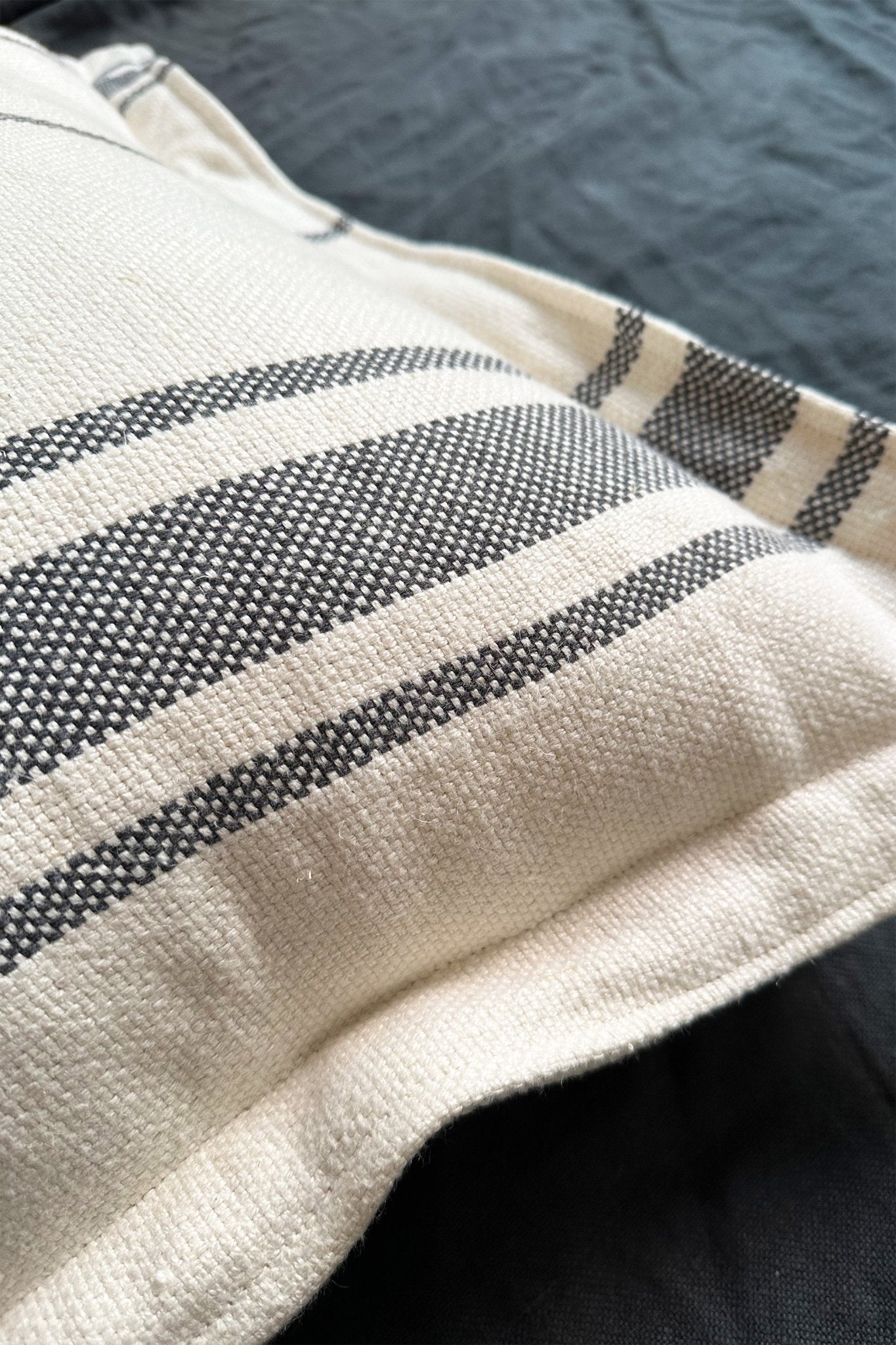 Striped Linen Grey and Cream Cushion Cover - Biggs & Hill - Cushion Covers - 18 inch - 24 inch - 30 inch
