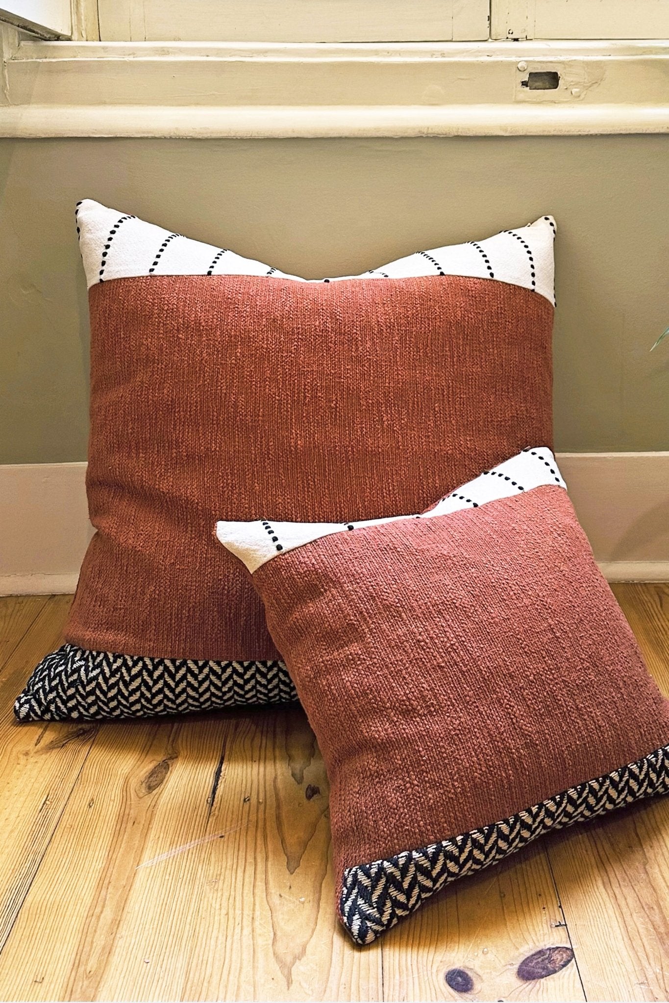 Red, Black and White Boho Cotton Cushion Cover - Biggs & Hill - Cushion Covers - 18 inch - 24 inch - 31 inches