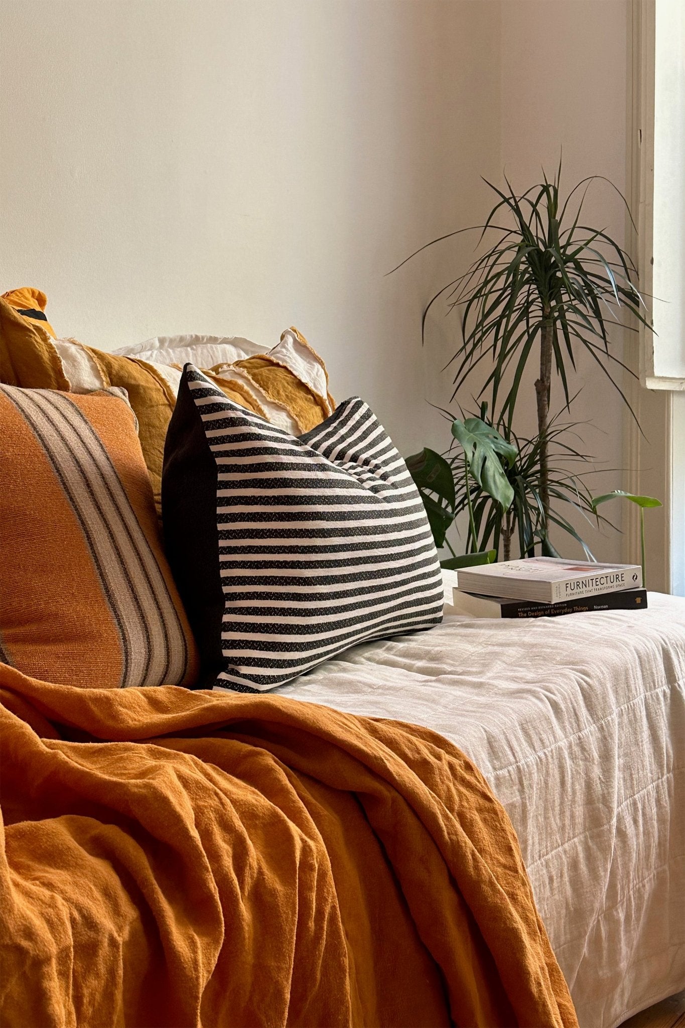Black and White Striped Rectangular Cushion Cover - Biggs & Hill - Cushion Covers - 40cm - 60cm - black