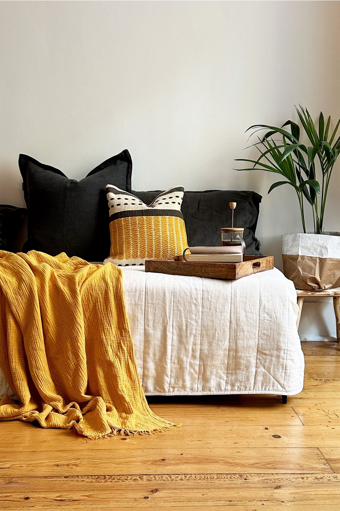 Yellow Block Handwoven Cushion Cover - Biggs & Hill - Cushion Covers - 18 inch - 45cm - bohemian cushions