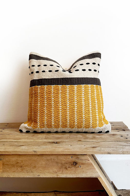 Yellow Block Handwoven Cushion Cover - Biggs & Hill - Cushion Covers - 18 inch - 45cm - bohemian cushions
