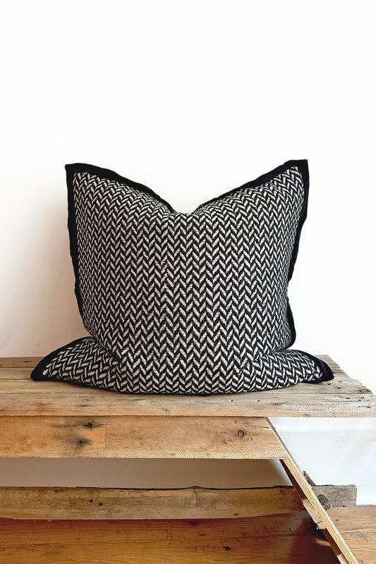 Black and White Herringbone Cushion Cover - Biggs & Hill - Cushion Covers - 18 inch - 24 inch - 30 inch