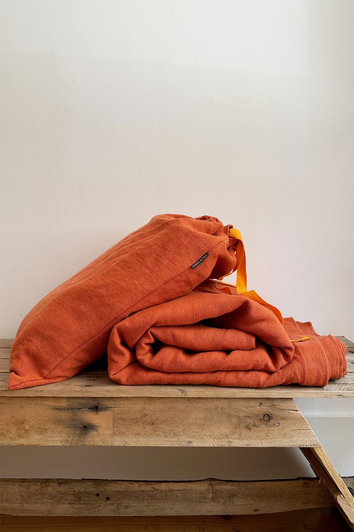 Utility Bed Throw Stonewashed Linen Blanket in Orange - Biggs & Hill - Blanket - Bedspread - blanket - charcoal
