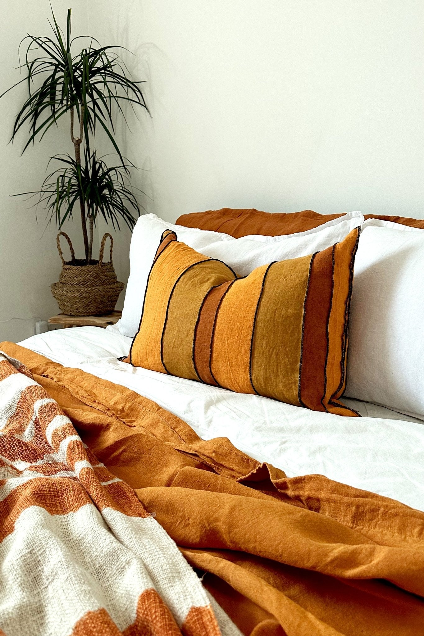 Sunset Linen Rectangular Striped Cushion - Biggs & Hill - Cushion Covers - 16 inch - 40cm - 60cm