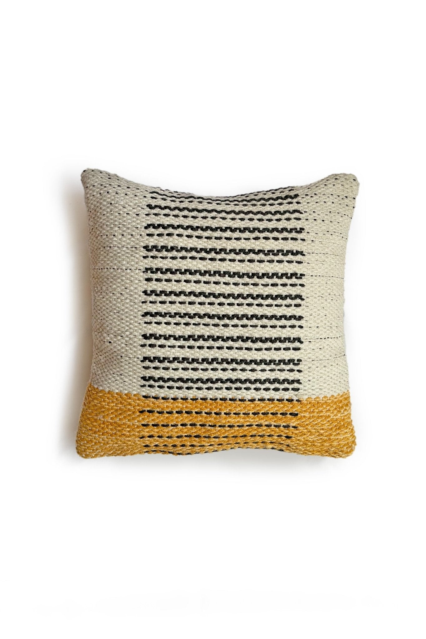 Yellow and White Boho Geometric Handwoven Cushion Cover - Biggs & Hill - Cushion Covers - 18 inch - 45cm - black